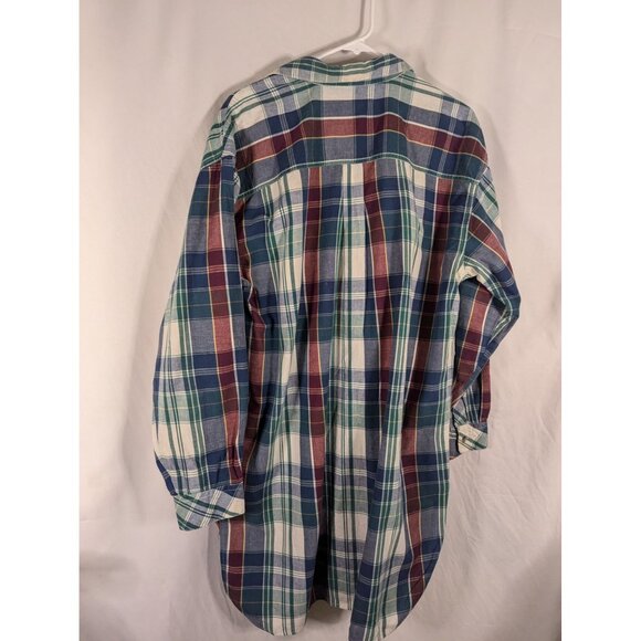 Jenny Buchanan Intimates Plaid Cotton Nightshirt Size L Red/Green/Blue - Picture 5 of 5
